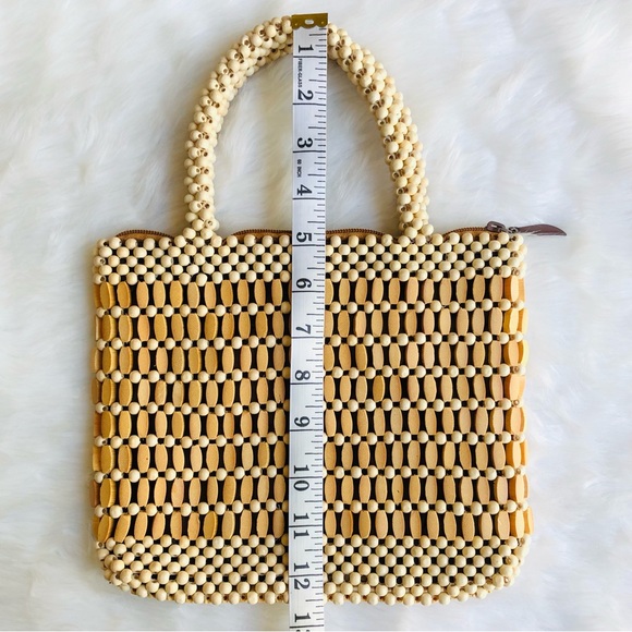 Vintage Artisan Wooden Beaded Bag - Picture 4 of 13